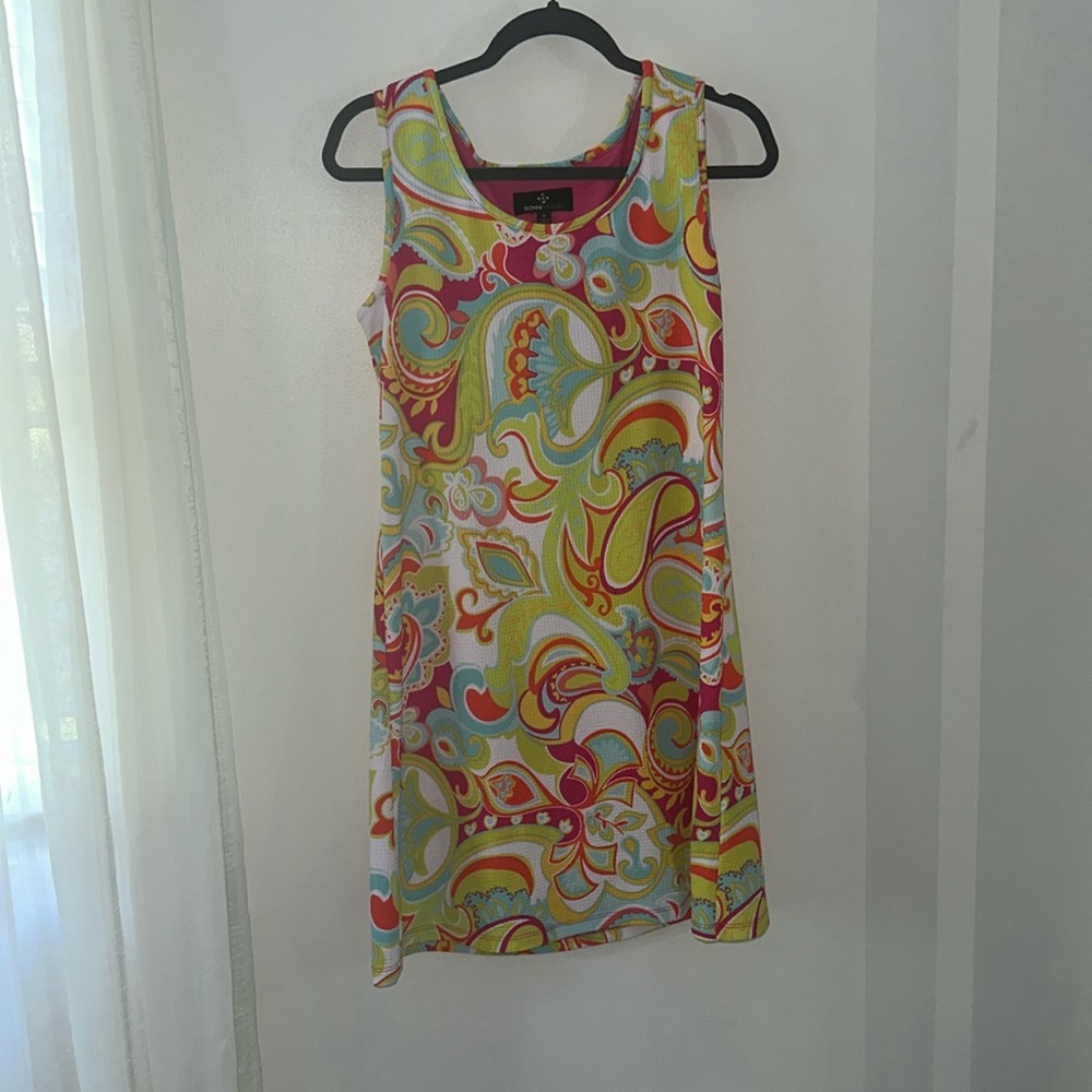 Pink green and blue summer dress